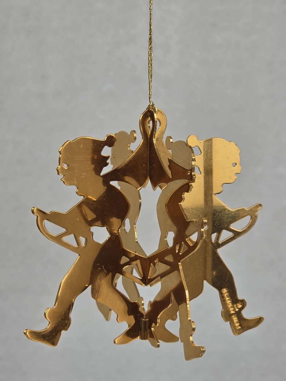 Danbury Mint 1980s Gold Plated Collection Boy With Sled Christmas Ornament